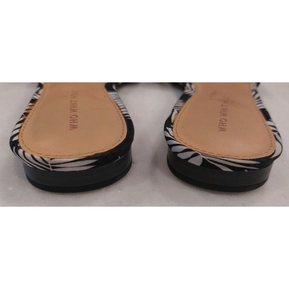 Who What Wear‎ Sandals Size 8.5 Sloan Slide Black & White Tropical “See Ya” - Picture 5 of 6